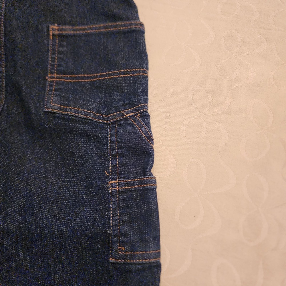 OshKosh B'gosh 3T Carpenter Overalls Dark Wash Denim Flannel Lined Buffalo Plaid - Picture 13 of 16